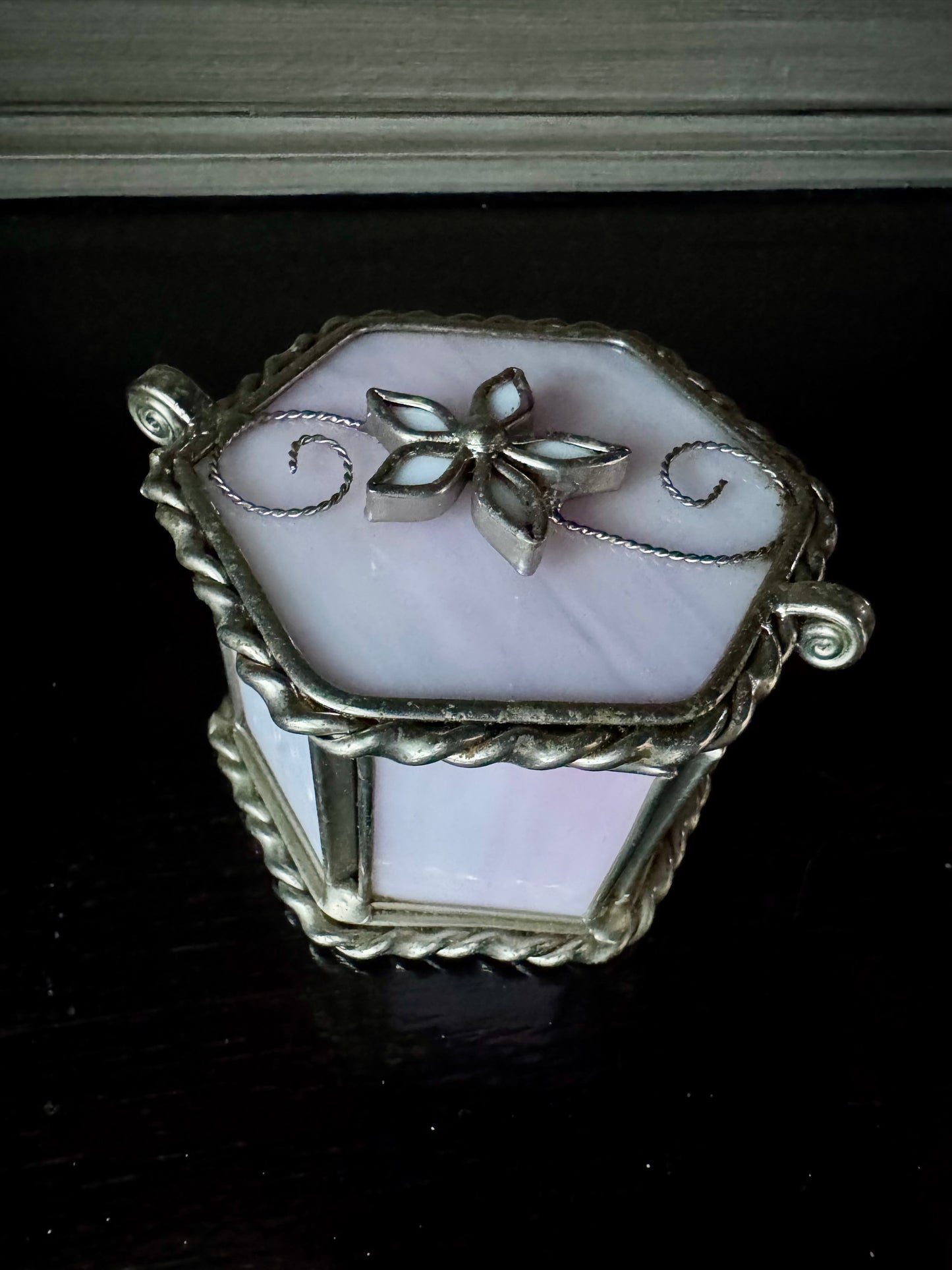 Pink Stained Glass Hexagon Trinket Box