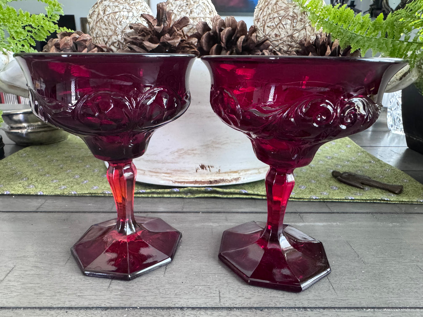 McKee Rock Crystal Red Goblets (set of 2)