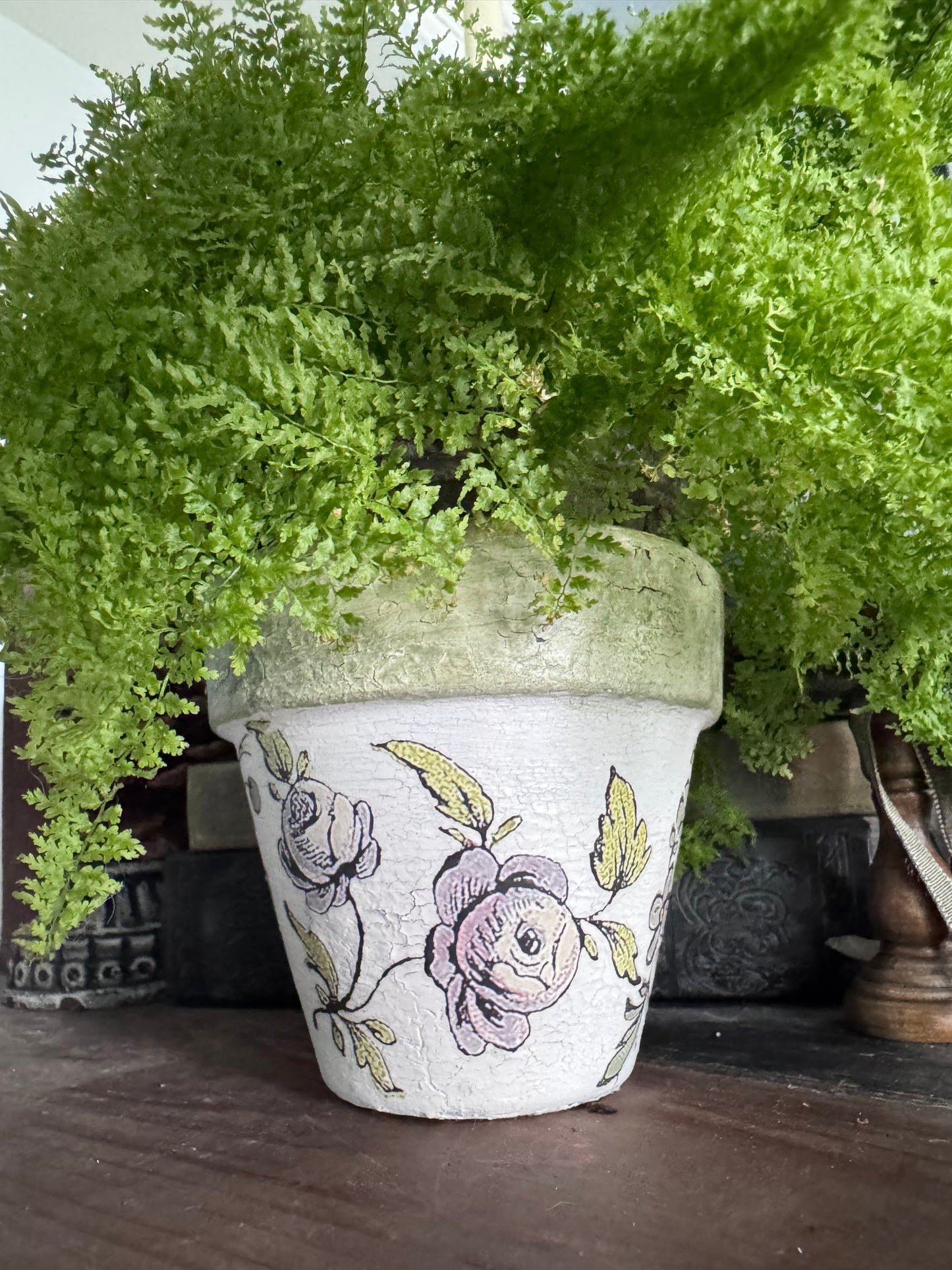 White and Green Flower Planter