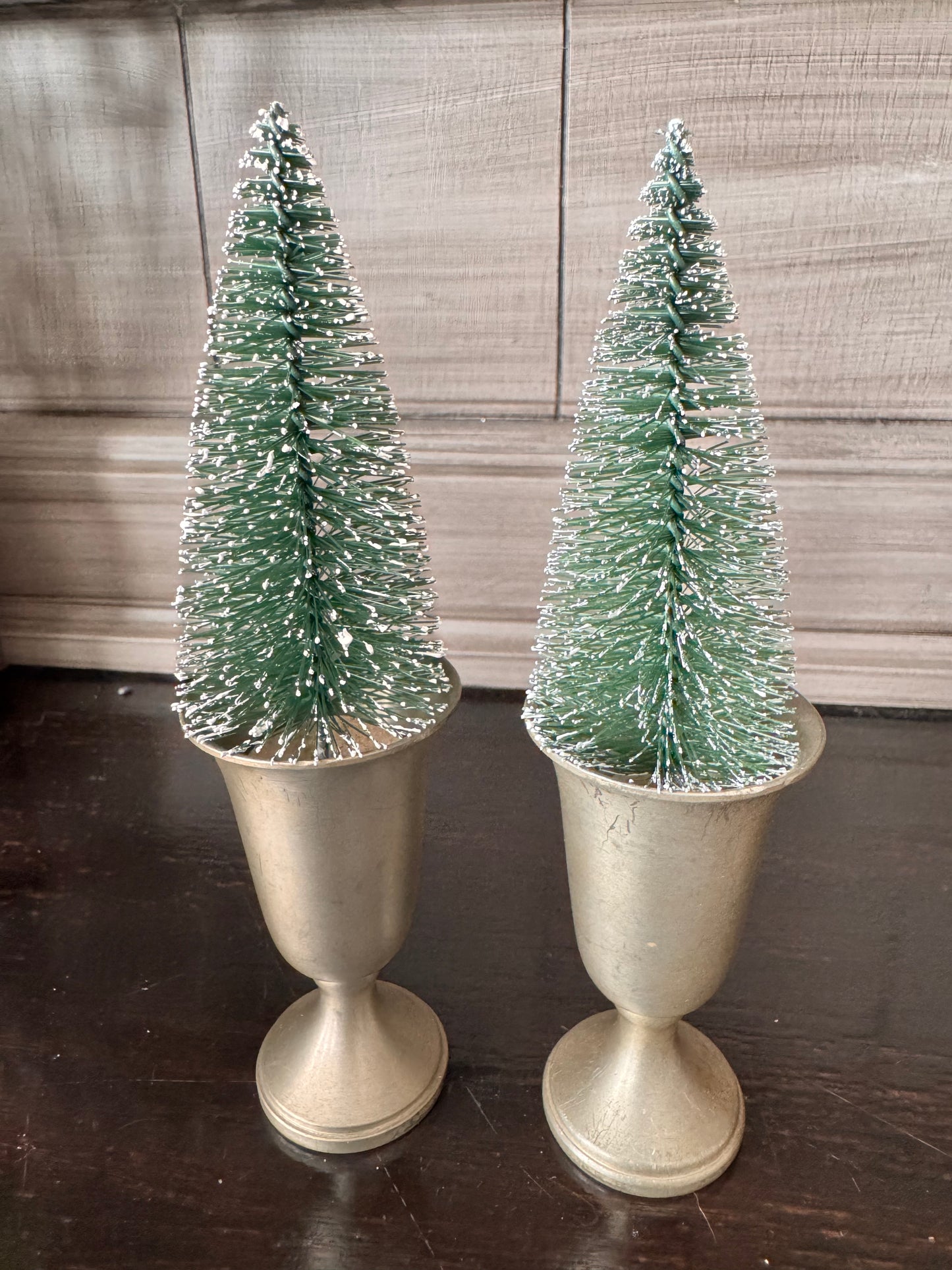 Small Pewter Chalice with Bottle Brush Tree