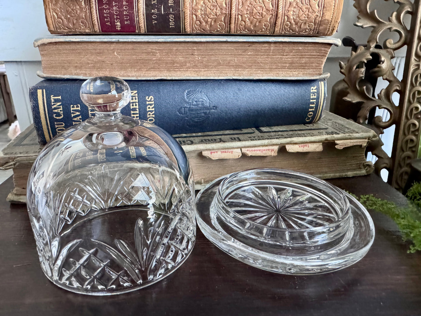 Cut Glass Butter Dish with Dome