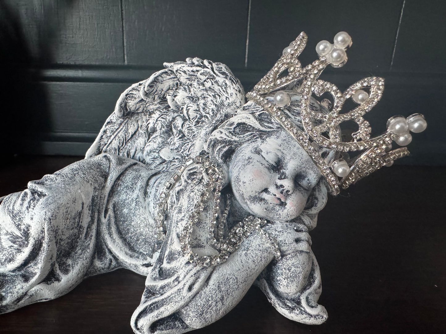 Hand Painted Resin Angels with Embellished Crowns