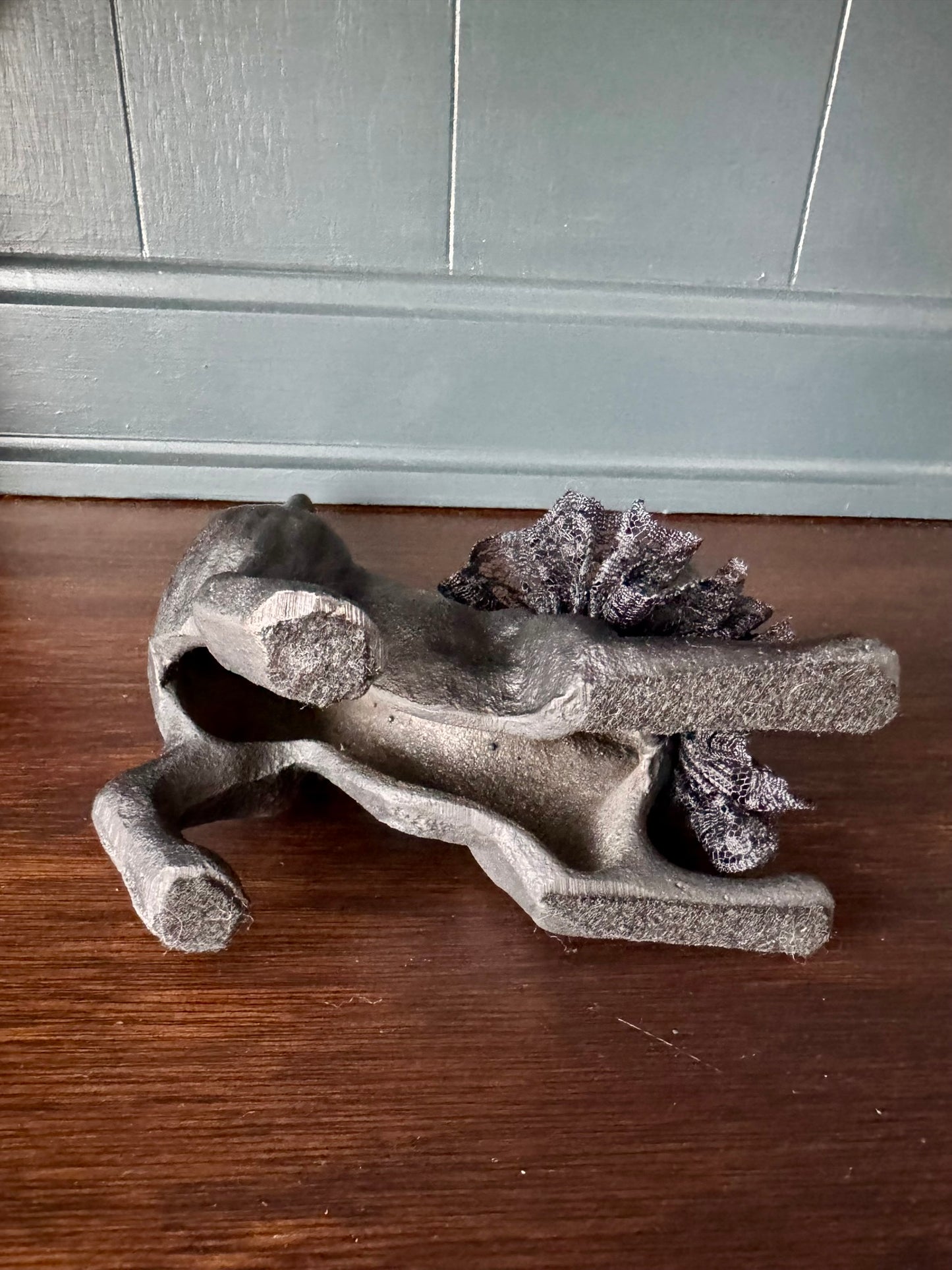 Hand Painted Cast Iron Black Cat Ring Holder with Removable Crown