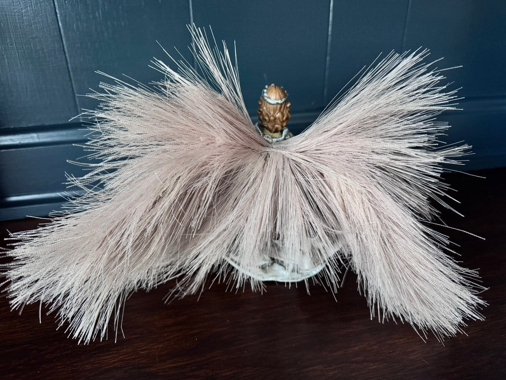 Hand-Painted Silver Gray Angel with Pampas Wings