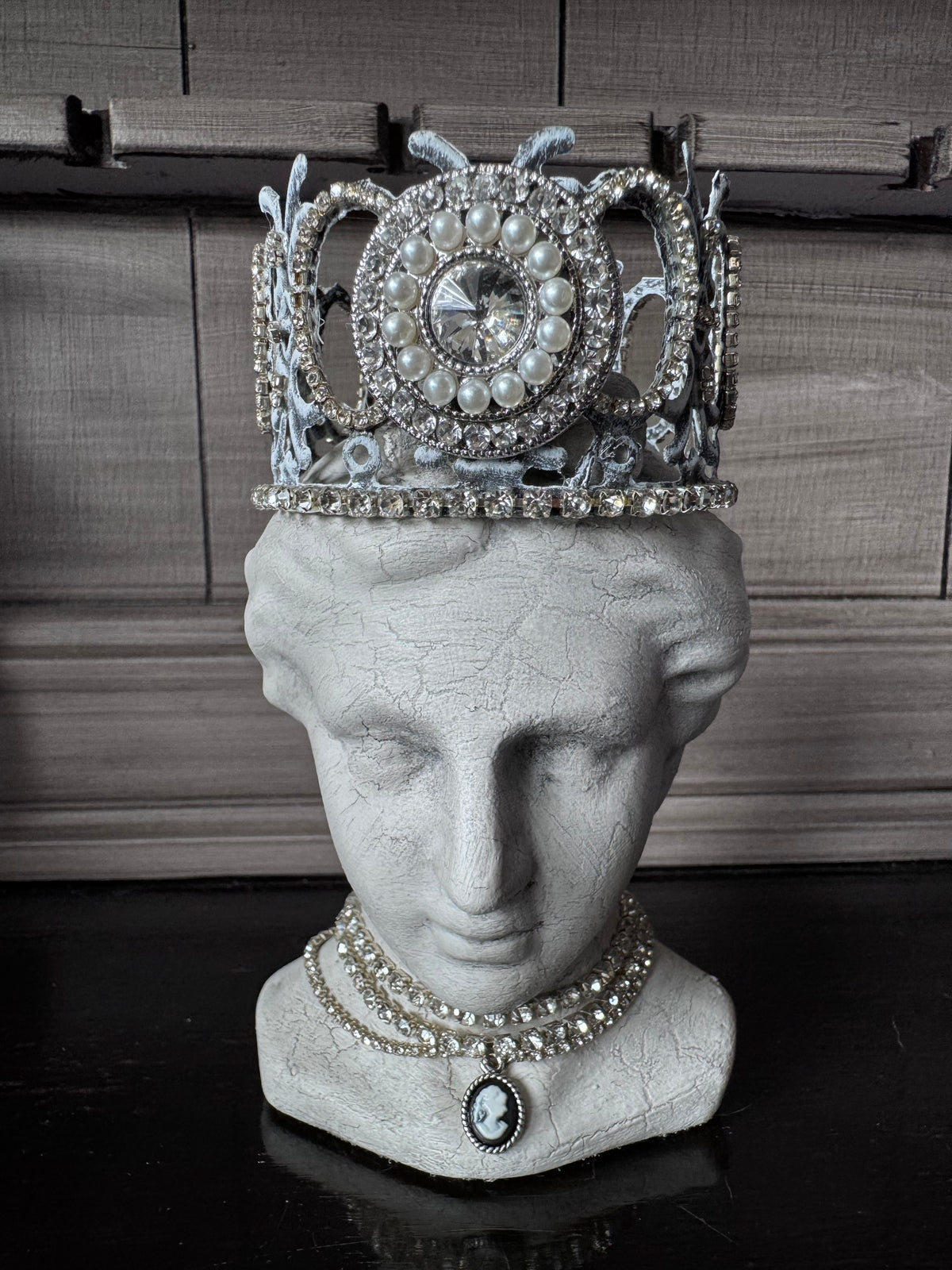 Hand Painted Bust Planter with Crown