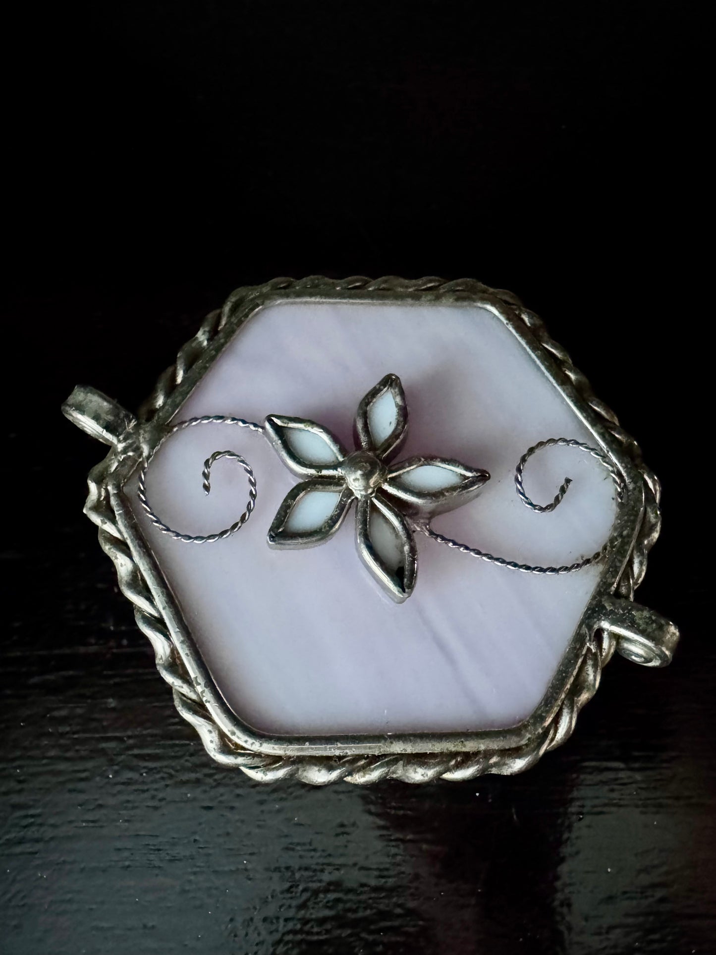 Pink Stained Glass Hexagon Trinket Box