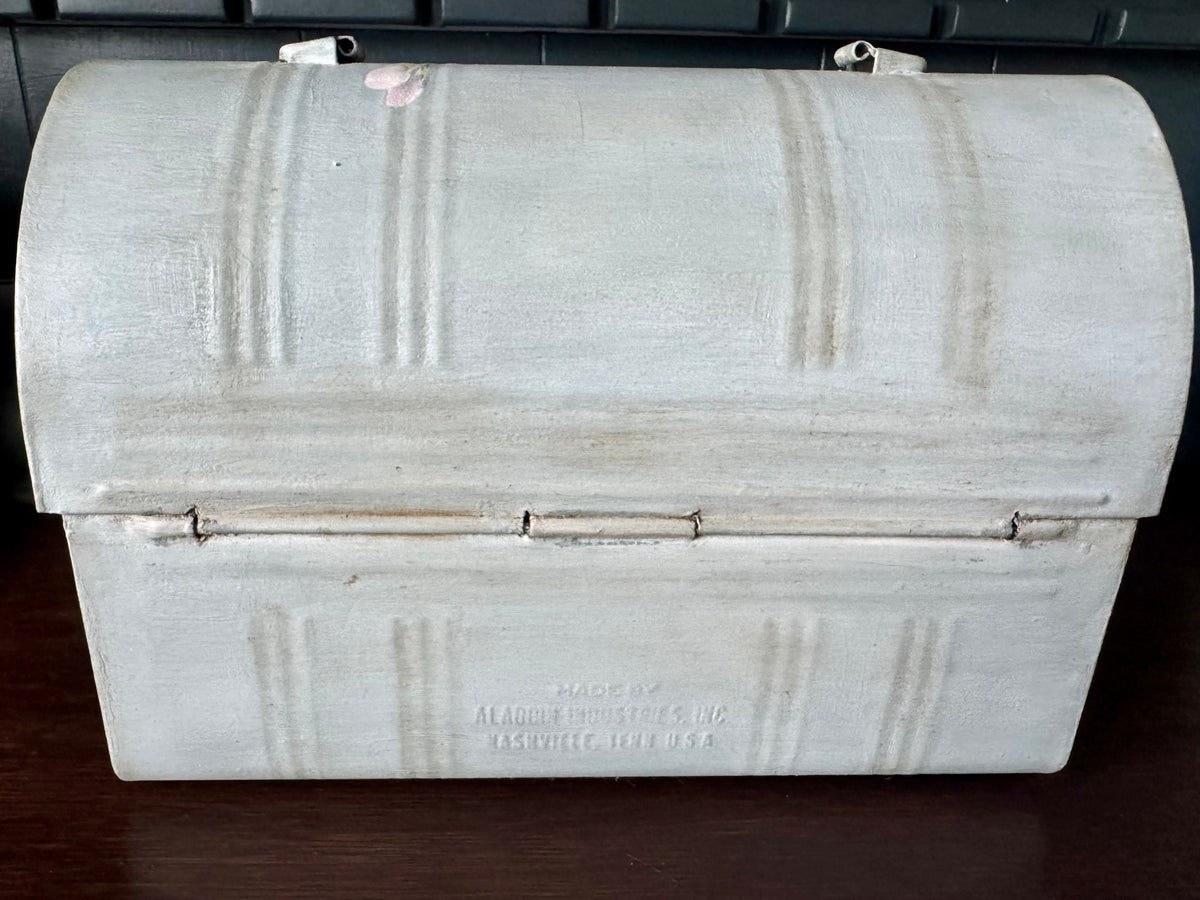 Hand Painted Decorative Metal Keepsake Box / Vintage Inspired Storage Chest