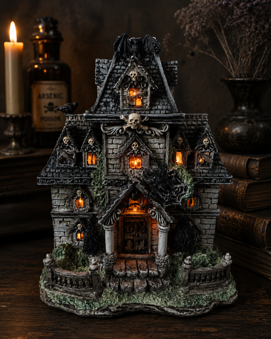 Hand-Painted Haunted House – One-of-a-Kind Halloween Village Décor