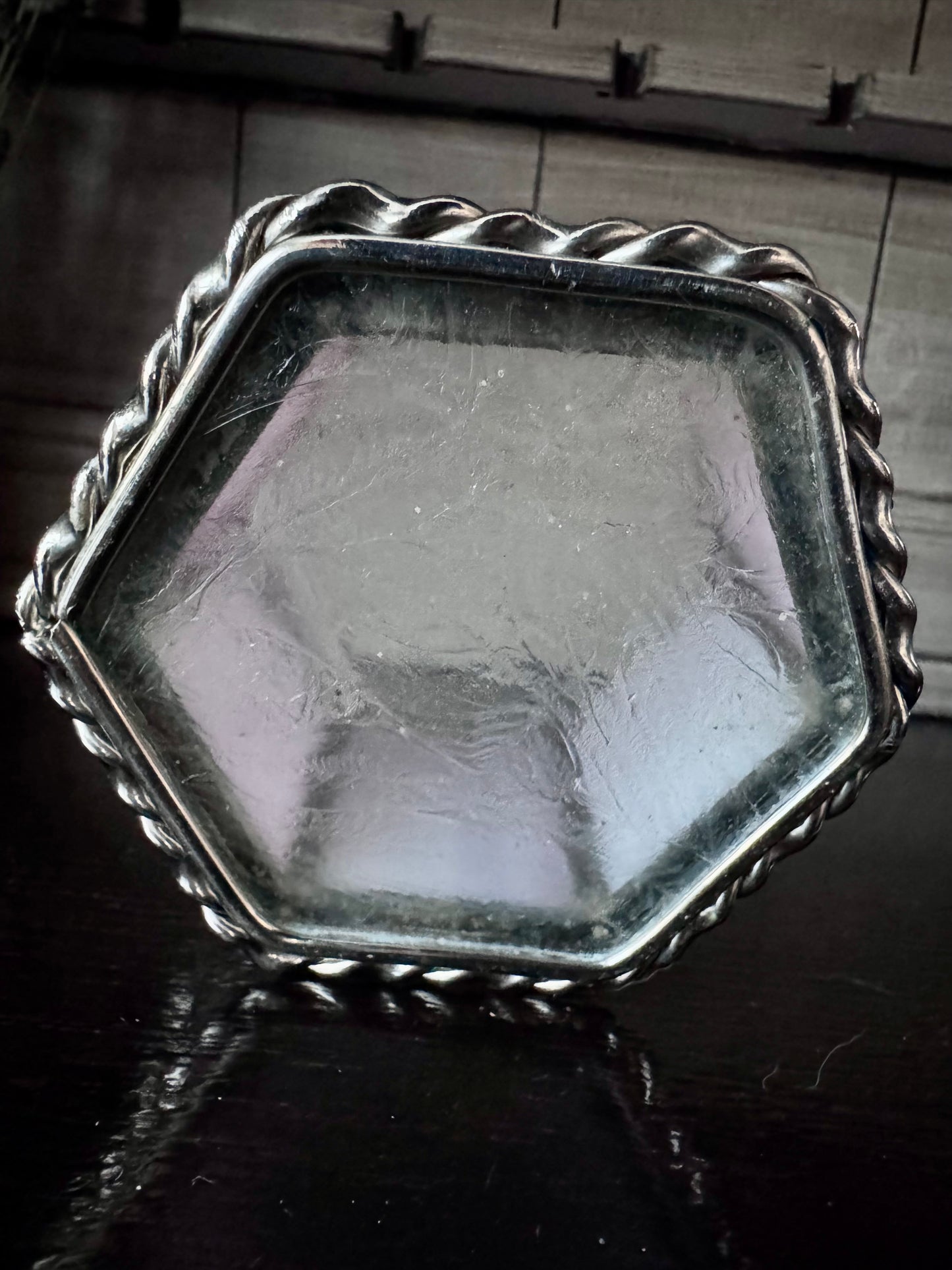 Pink Stained Glass Hexagon Trinket Box
