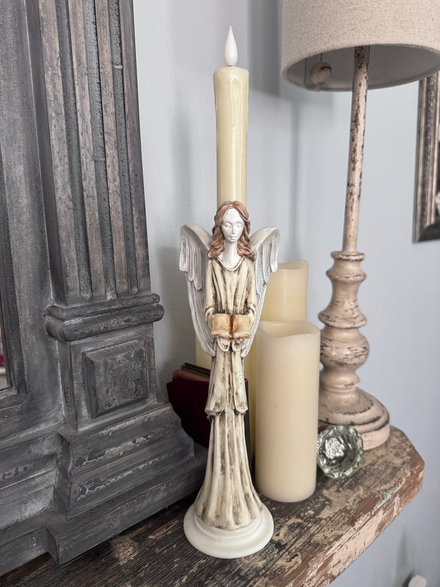 Hand Painted Angel Statue / Candle Holder