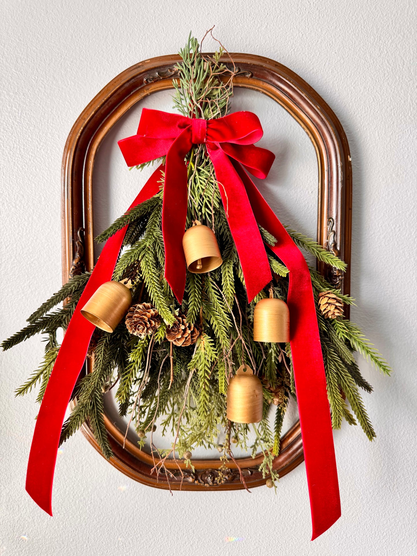 Vintage Solid Wood Frame with Christmas Greens