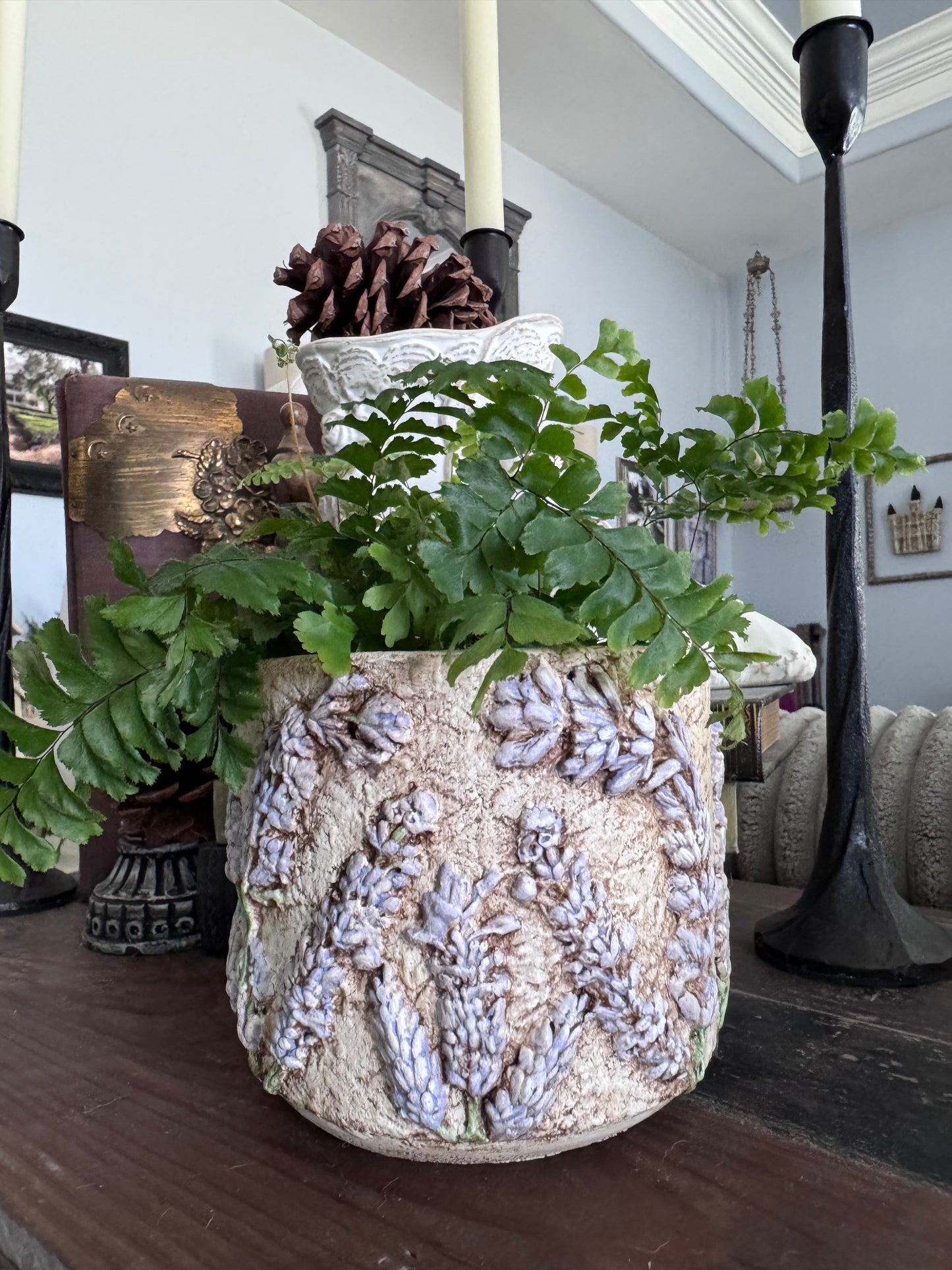Hand Painted Round Lavender Planters