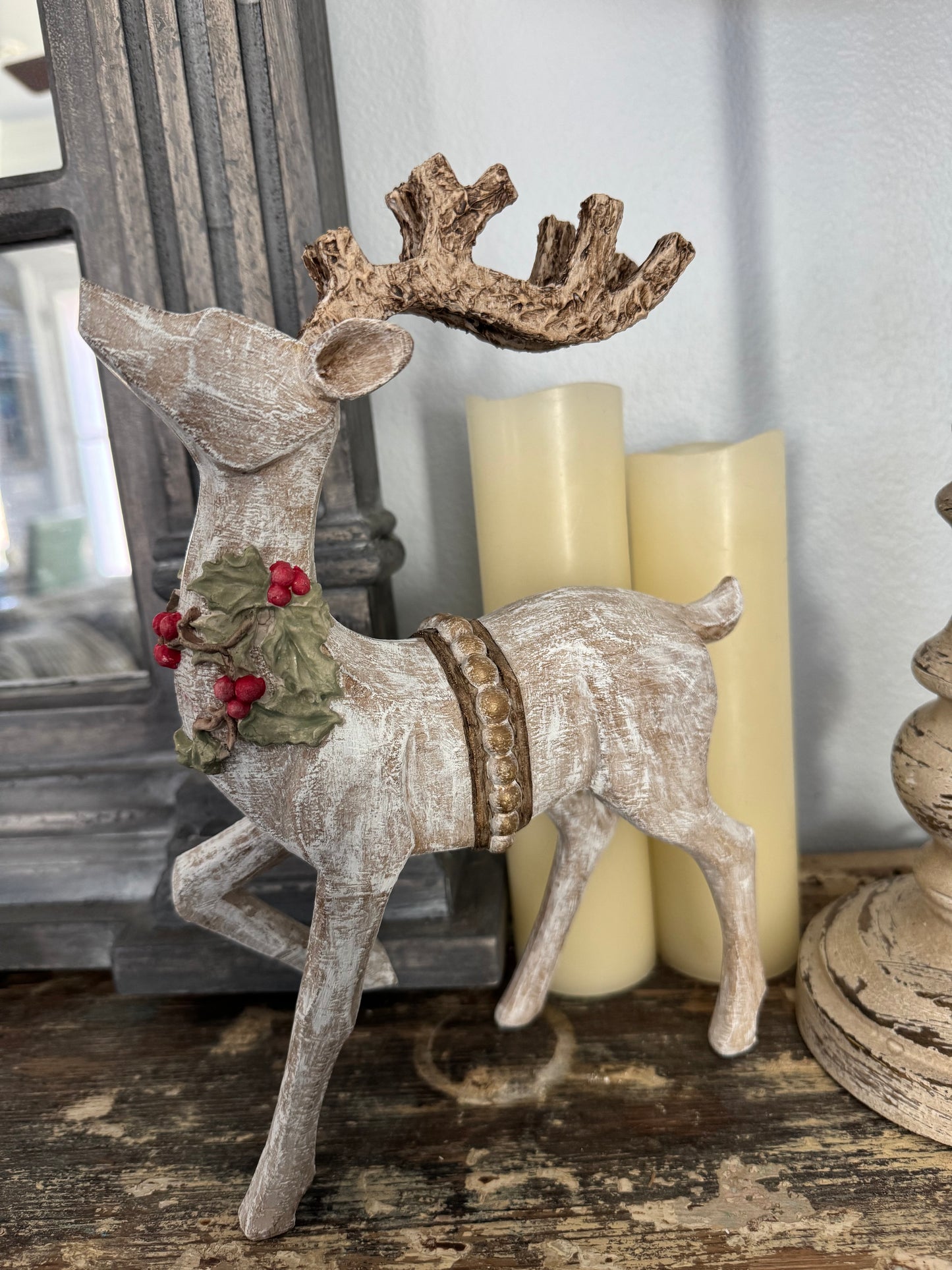 Reindeer with Hand Made Holly Collars