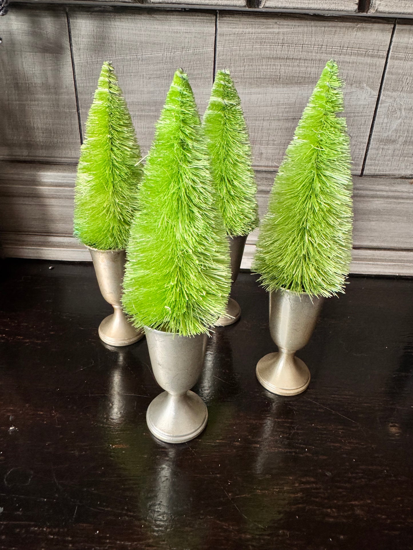 Small Pewter Chalice with Bottle Brush Tree