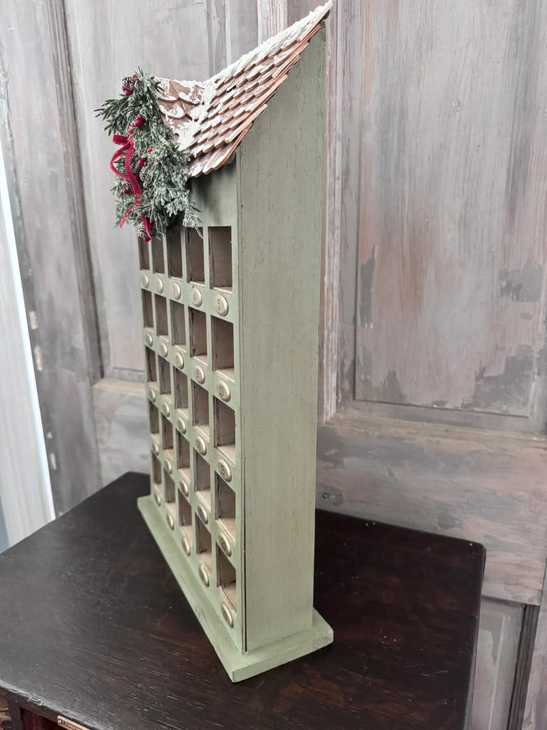 Hand-Painted Rustic Wooden Christmas Advent Calendar