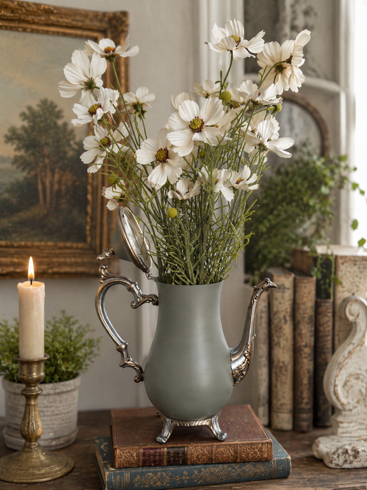 Hand Painted Silver Plate Teapot