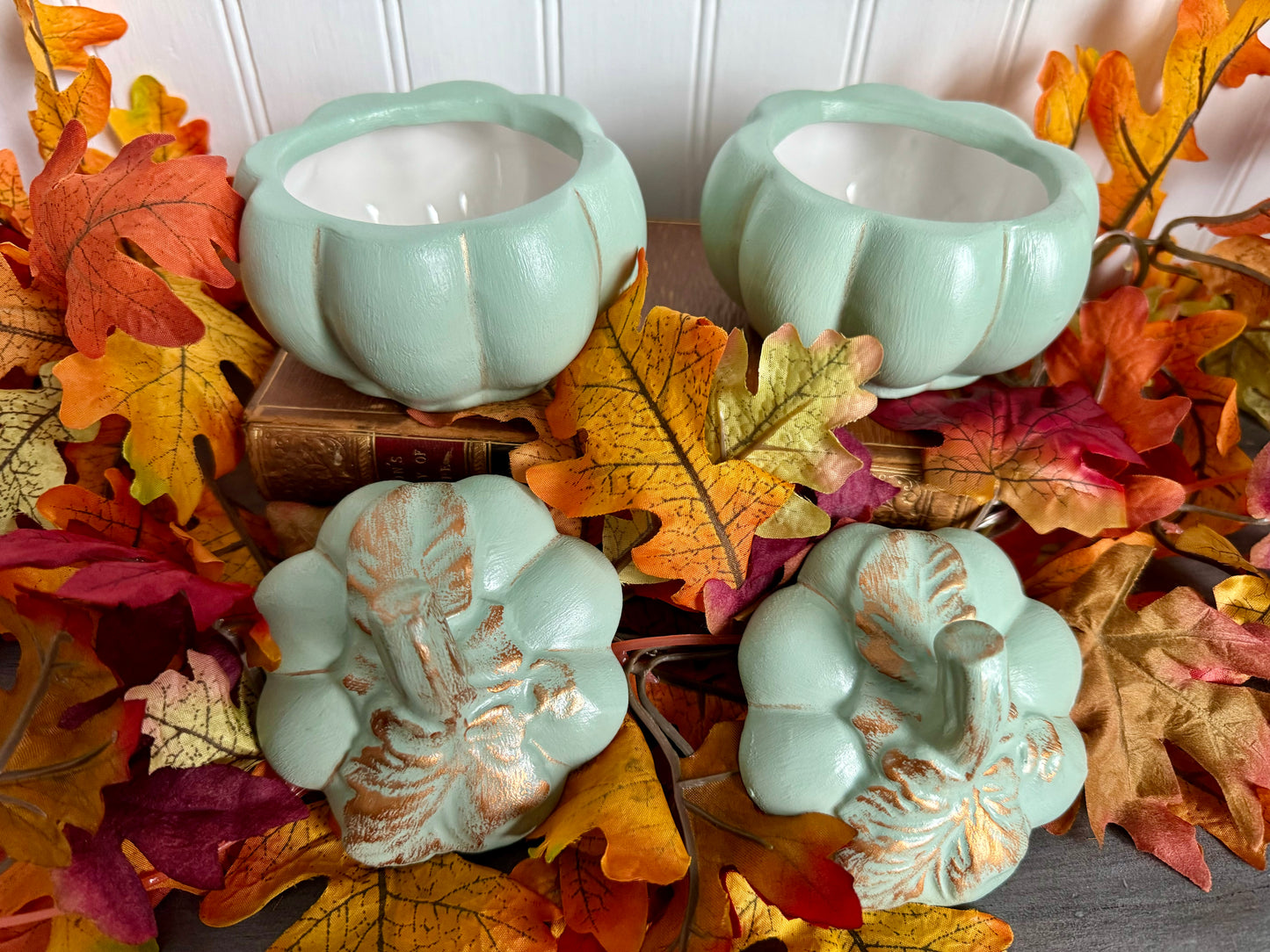 Hand Painted Ceramic Pumpkin Trinket Dish