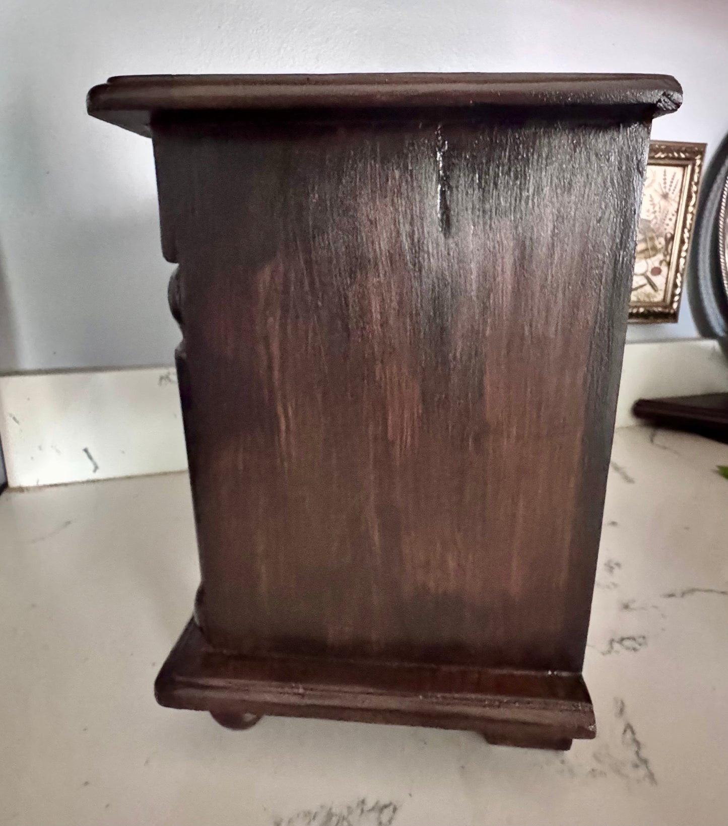 Solid Wood Four Drawer Collector’s Cabinet | Desktop Storage Chest | Jewelry, Keepsake & Office Organizer