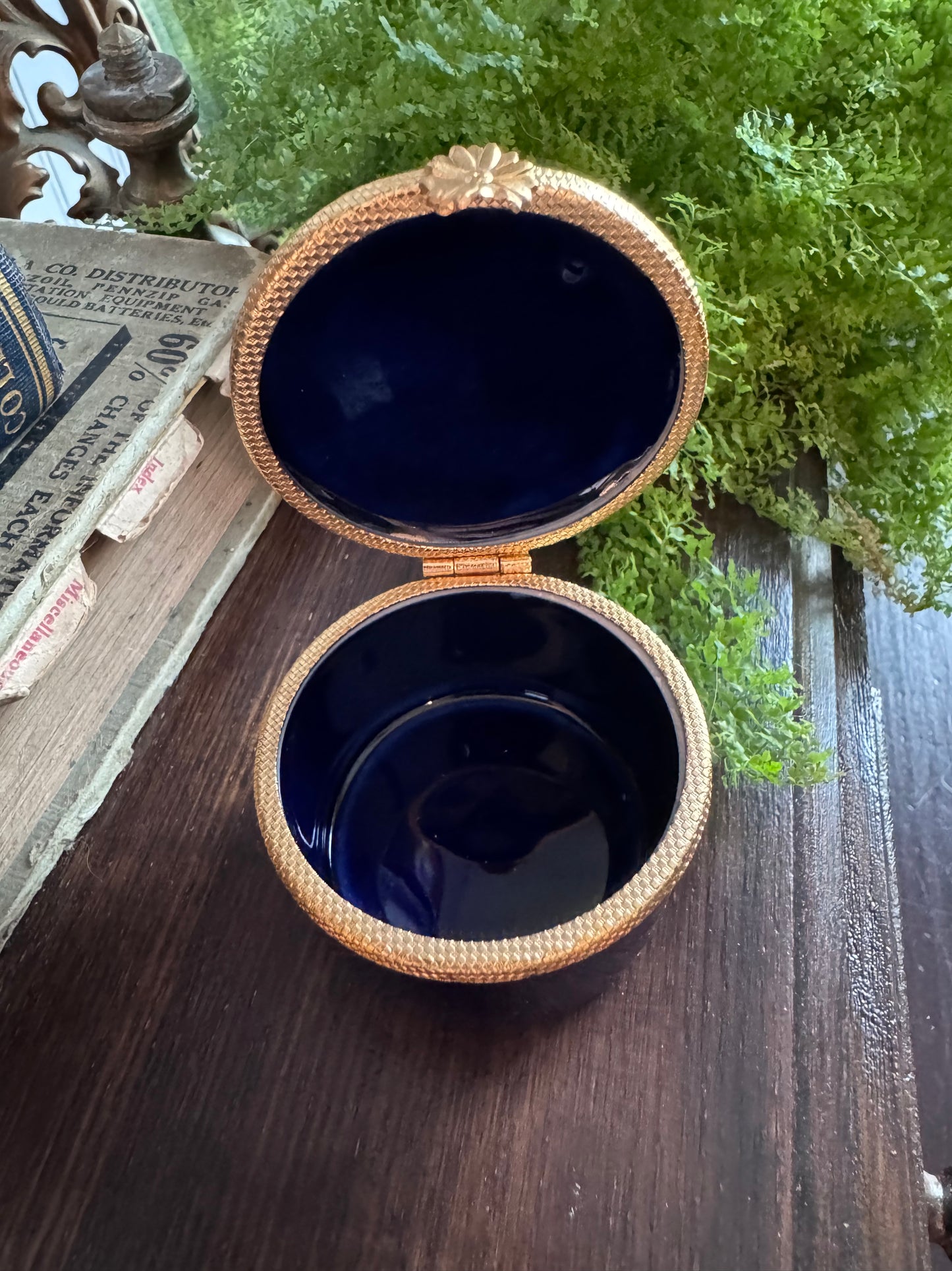 Cobalt Blue and Gold Limoges Trinket Box