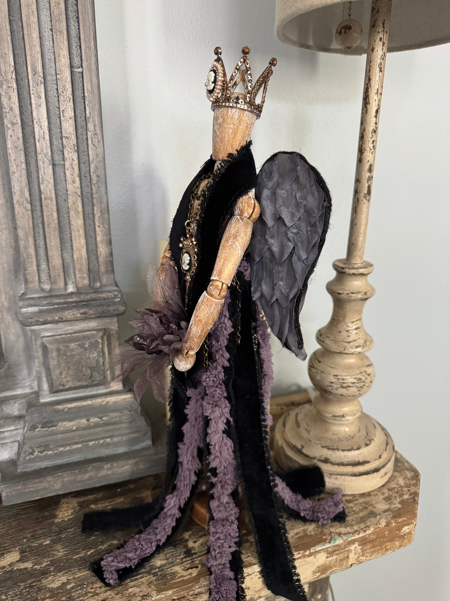 Angel Mannequin with Black Wings