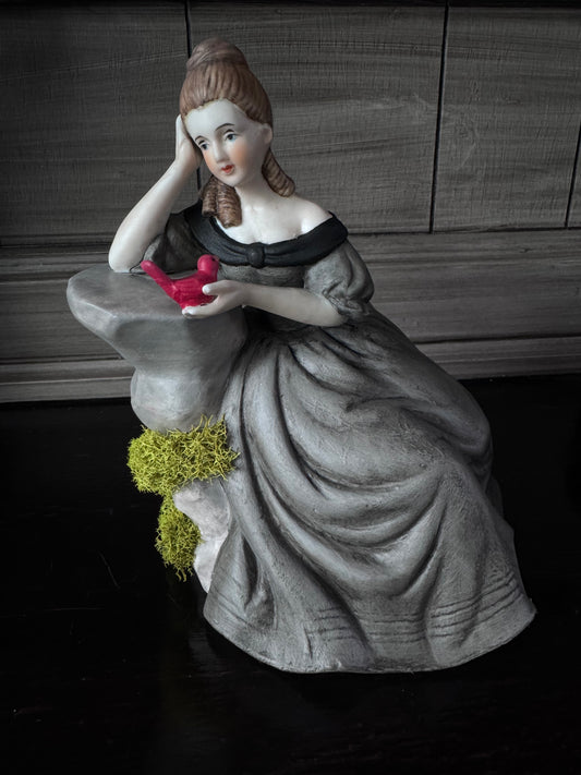Ceramic Woman w/Red Bird