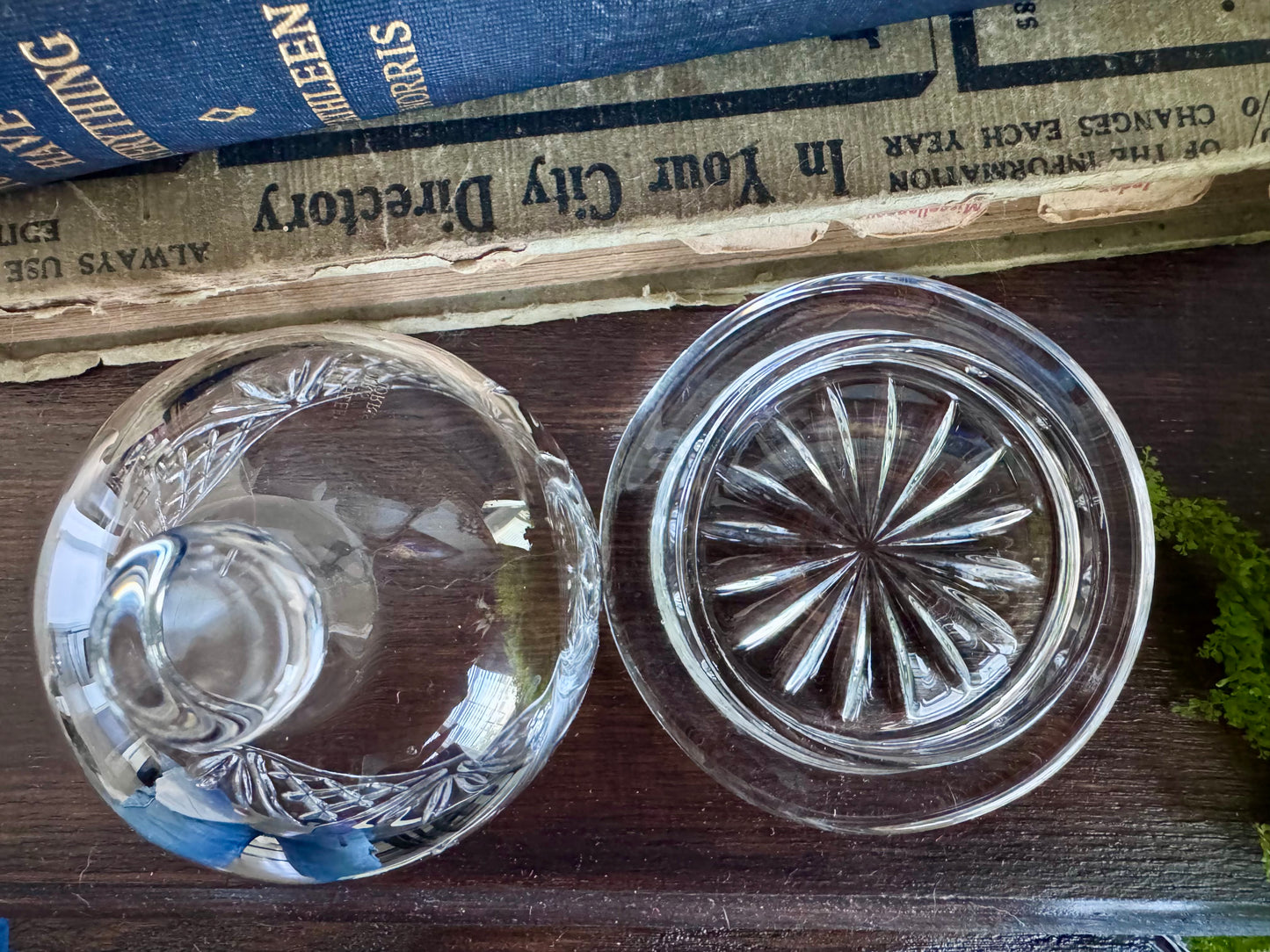 Cut Glass Butter Dish with Dome