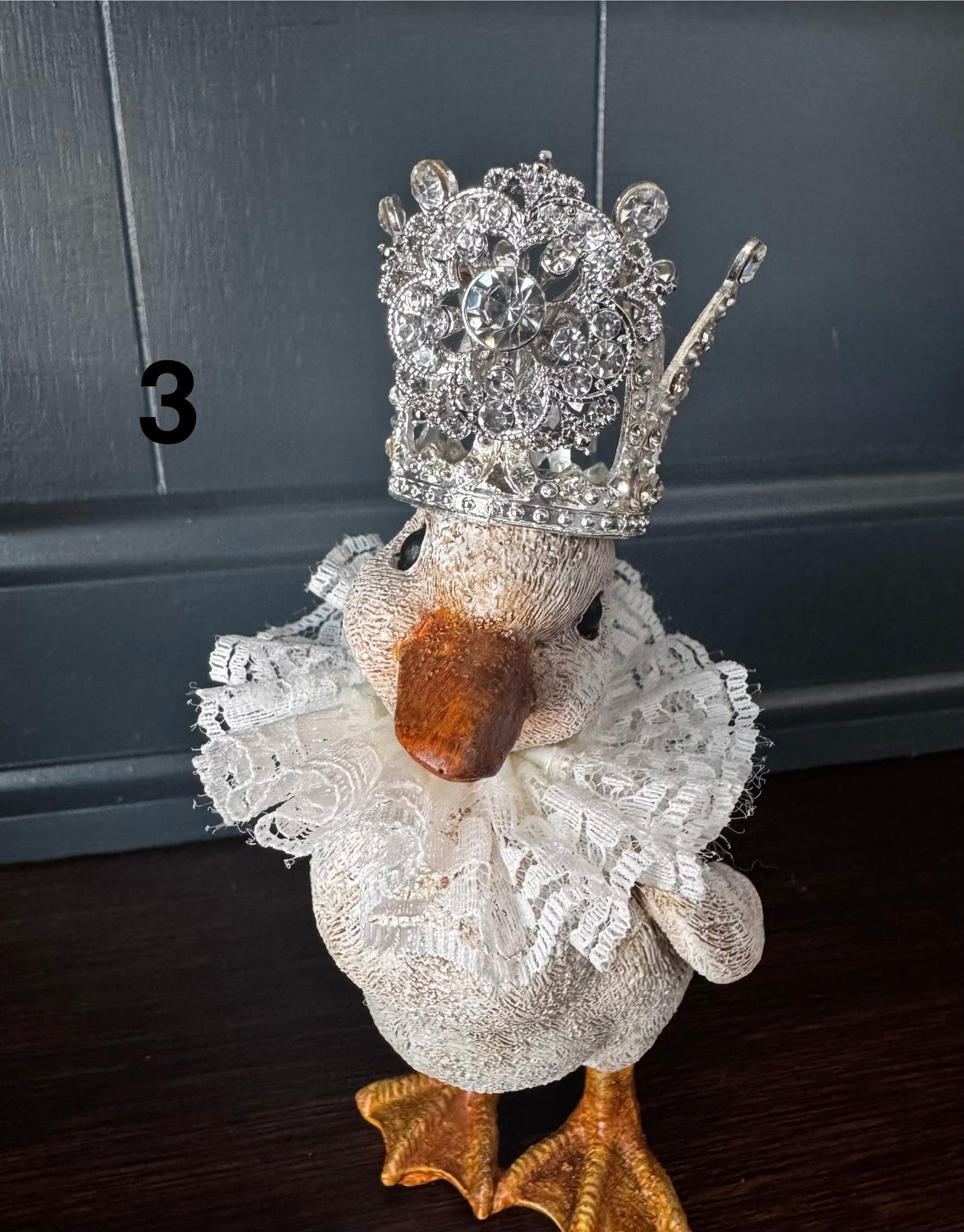 Hand Painted Crowned Duck Figurines