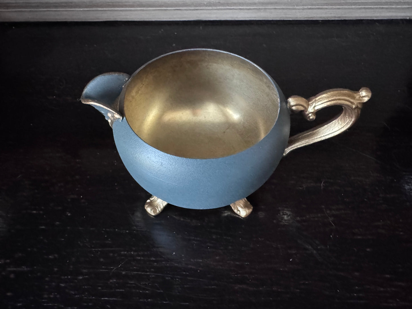 Hand Painted Silver Plate Creamer and Sugar Bowl w/Lid