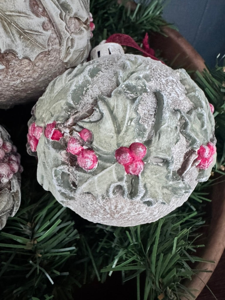 Handmade Holly & Berry Christmas Ornaments