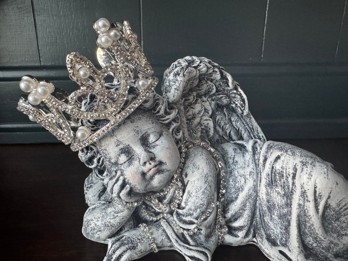 Hand Painted Resin Angels with Embellished Crowns