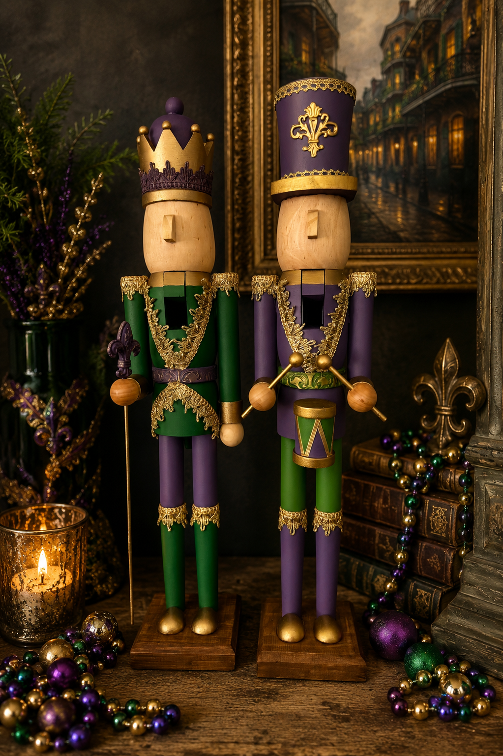 Hand-Painted Mardi Gras Nutcracker | New Orleans Christmas Decor