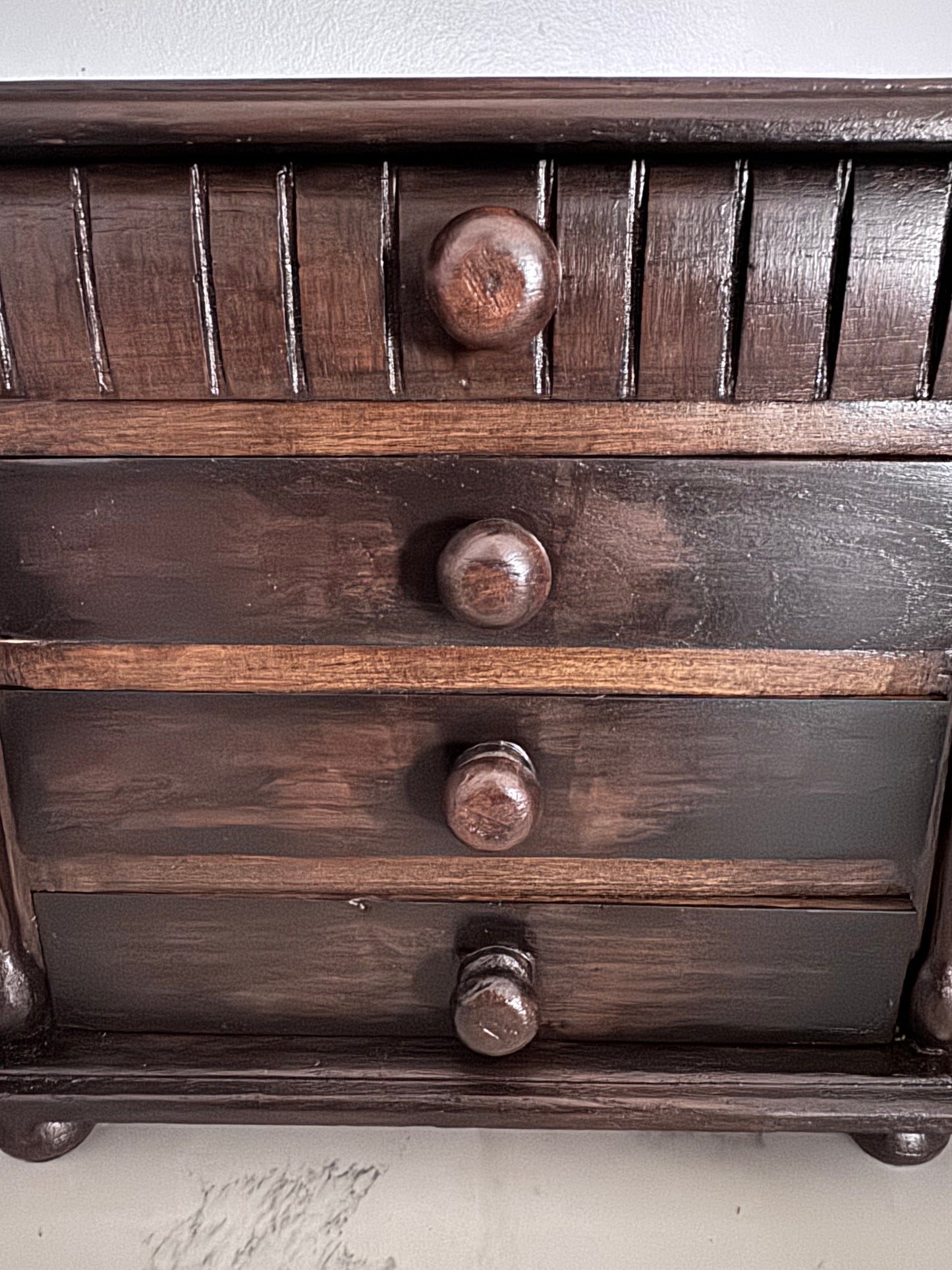 Solid Wood Four Drawer Collector’s Cabinet | Desktop Storage Chest | Jewelry, Keepsake & Office Organizer
