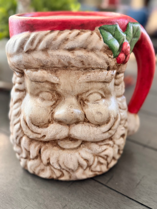 Hand Painted Santa Crock