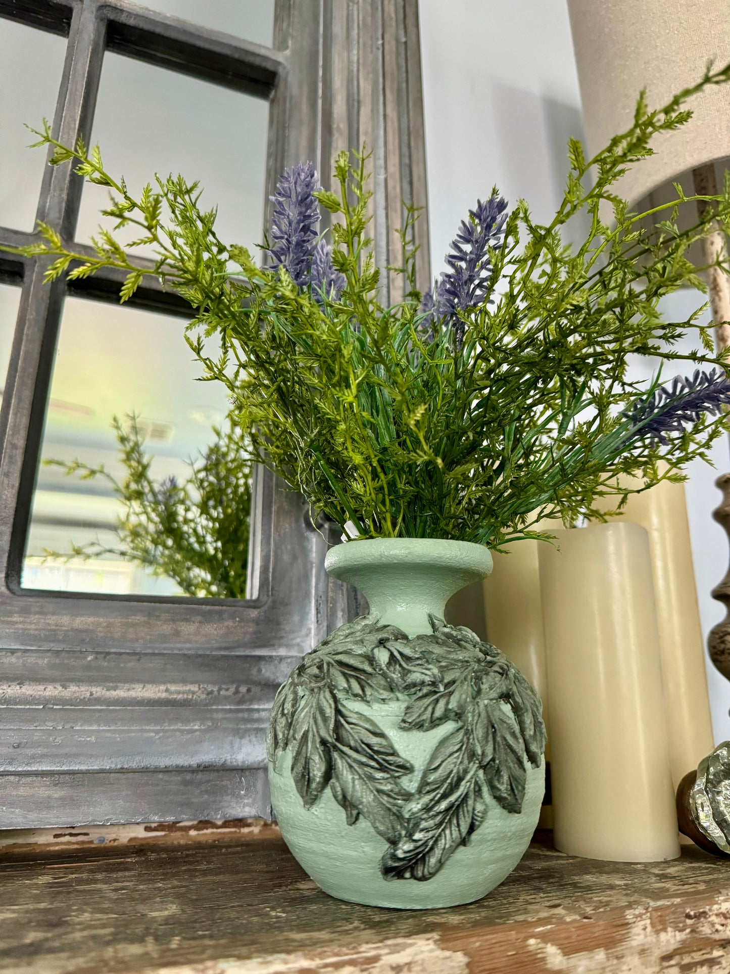 Terracotta Vase with Leaves