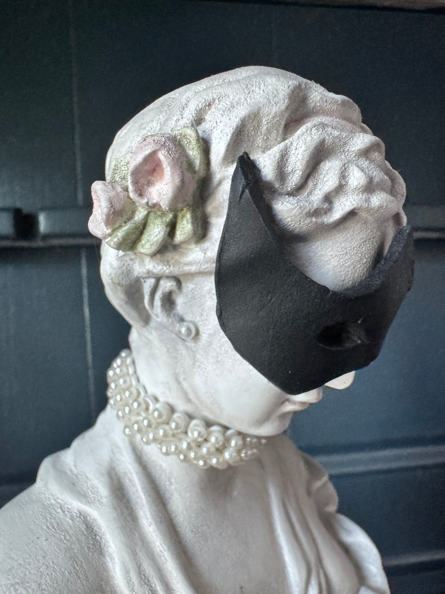 Hand-Finished Venus Masquerade Bust with Handmade Mask & Pearls