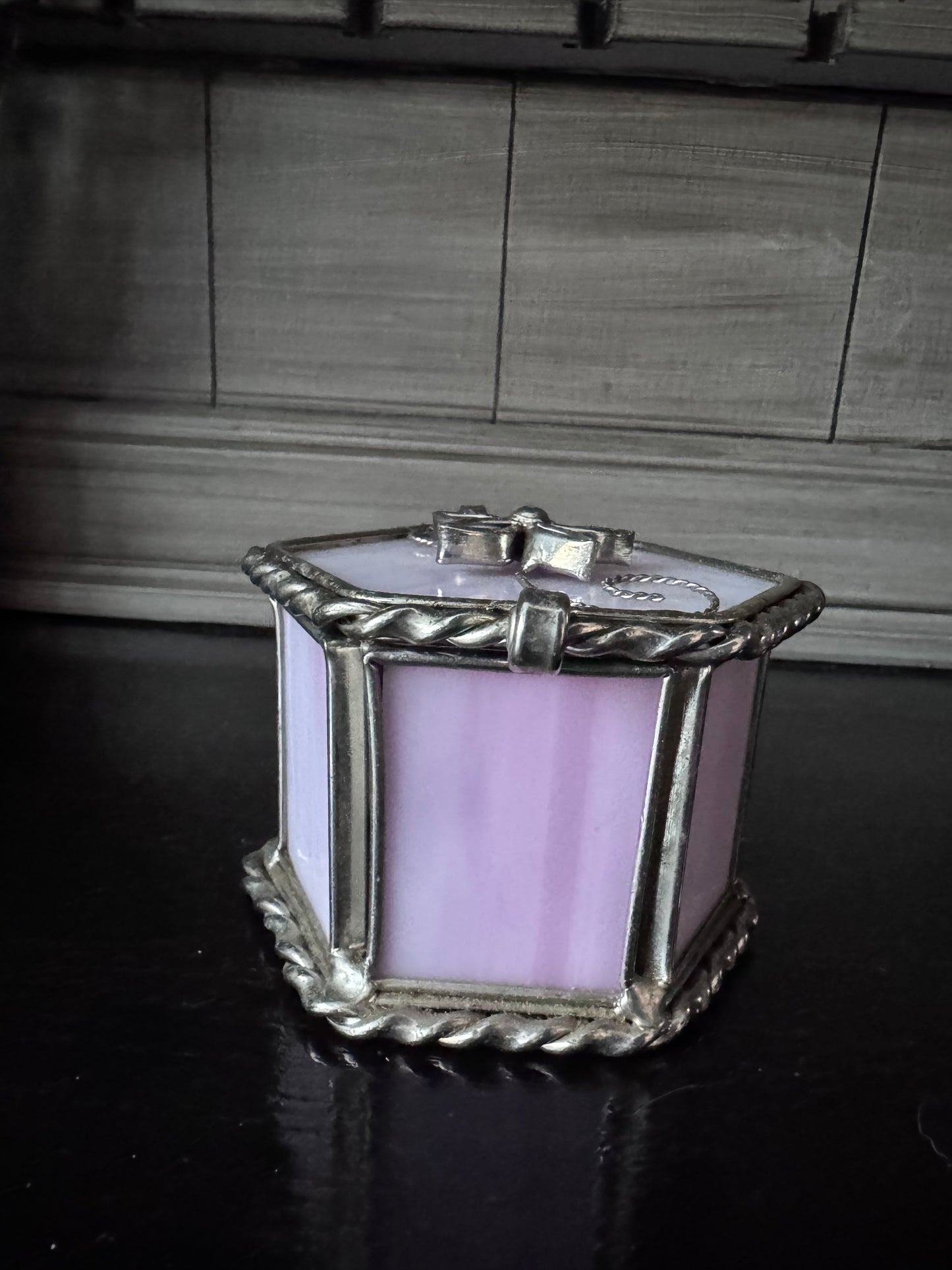 Pink Stained Glass Hexagon Trinket Box