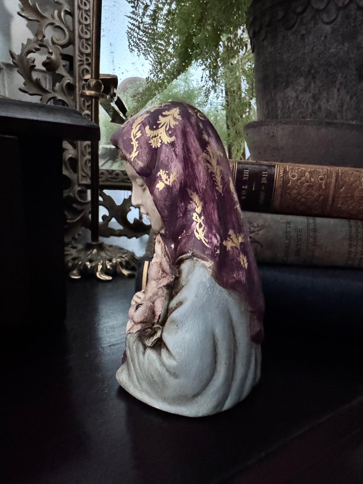 Hand Painted Ceramic Madonna & Child Bust | One of a Kind Old World Inspired Home Decor