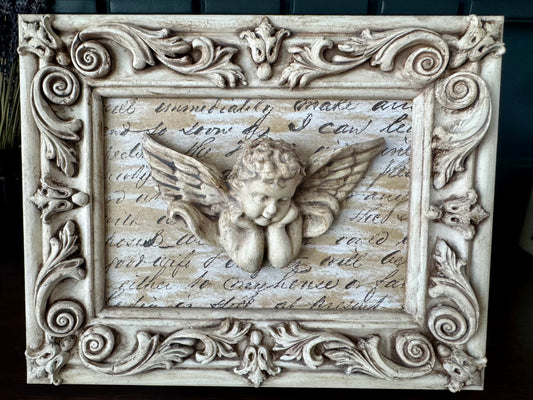 Hand Painted Vintage Inspired Cherub Frame | Ornate Angel Wall Decor