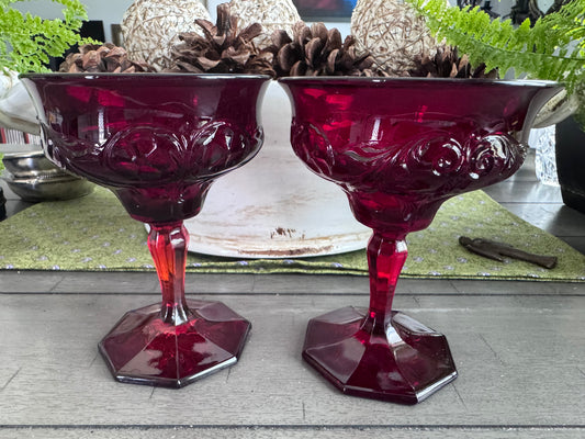 McKee Rock Crystal Red Goblets (set of 2)