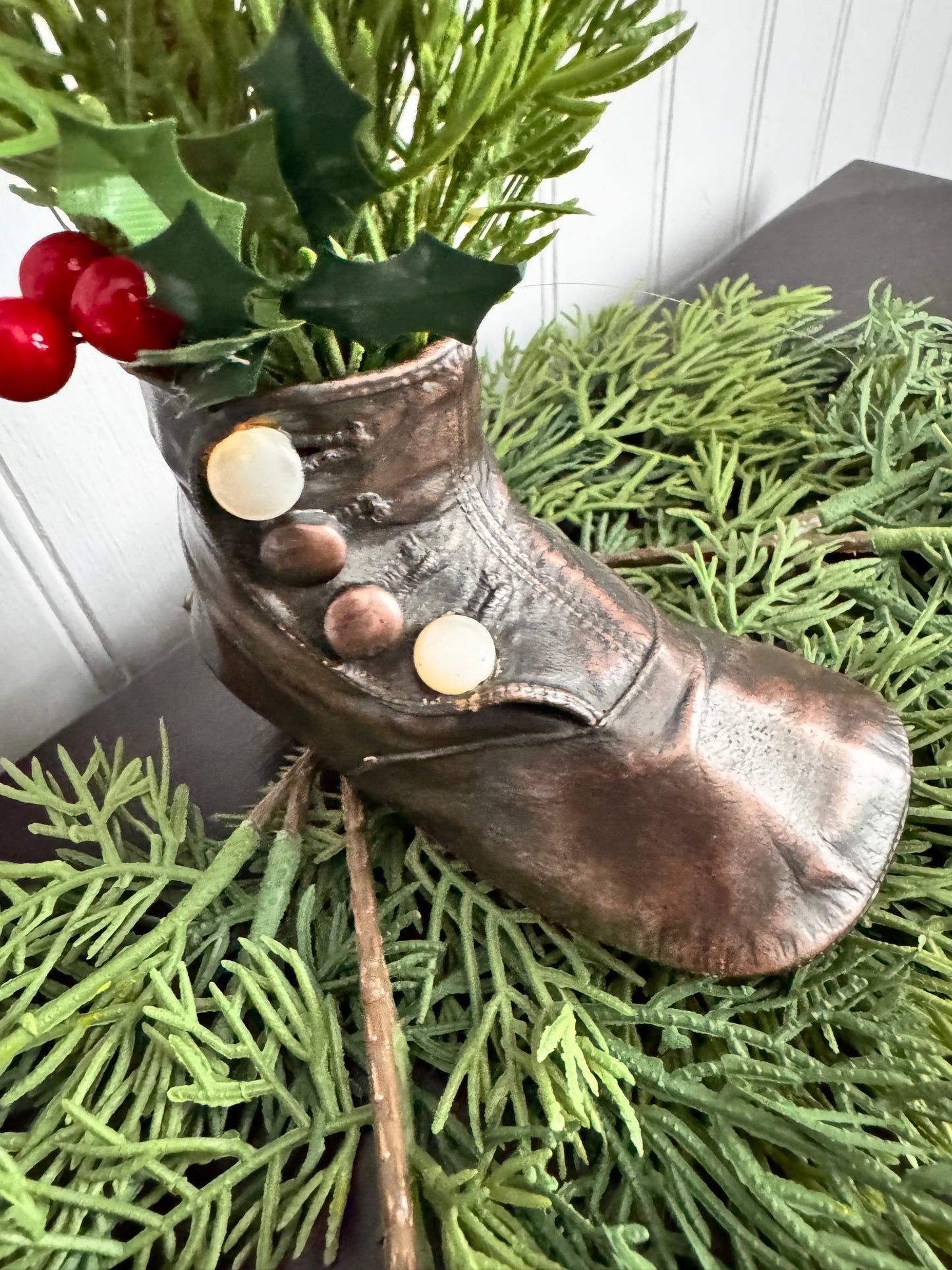 Painted Baby Shoe w/ Pearl Buttons