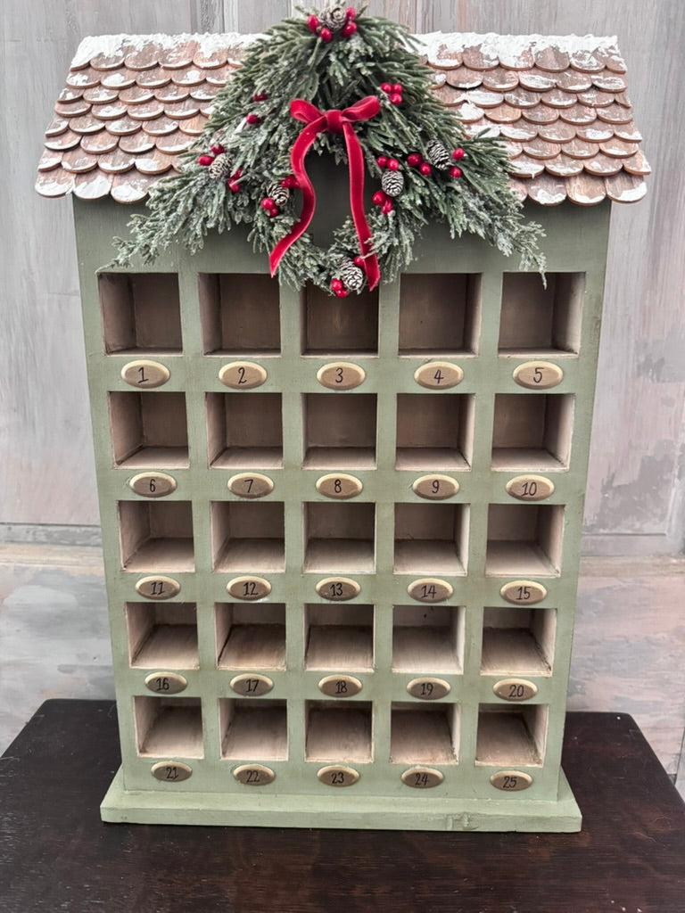 Hand-Painted Rustic Wooden Christmas Advent Calendar