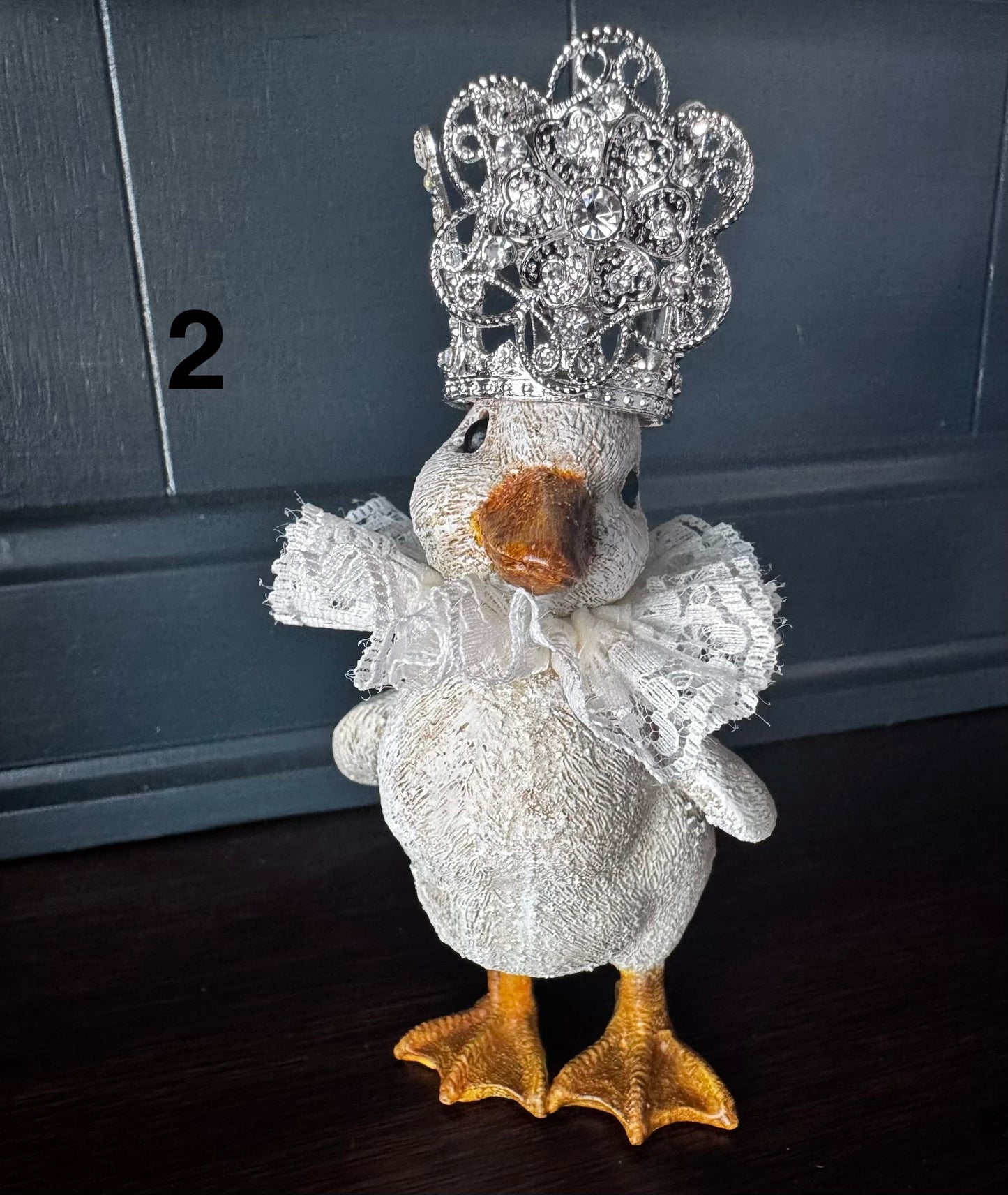 Hand Painted Crowned Duck Figurines