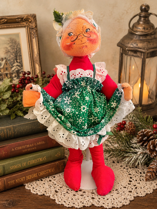 1988 Annalee Mrs. Claus Christmas Doll with Stand | 18" Vintage Holiday Decor