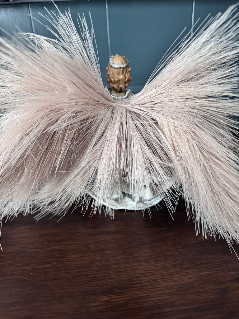 Hand-Painted Silver Gray Angel with Pampas Wings