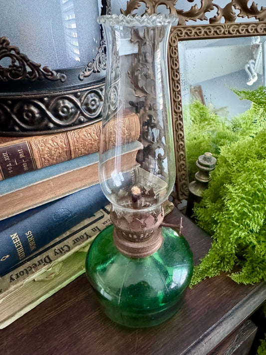 Green Bottom Oil Lamp