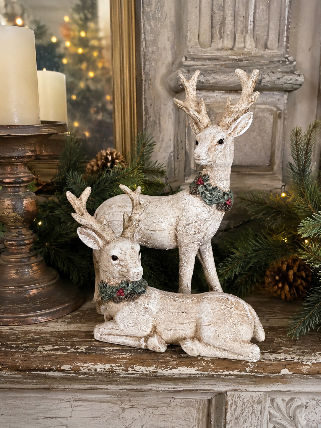 Hand-Painted Vintage-Inspired Reindeer Set