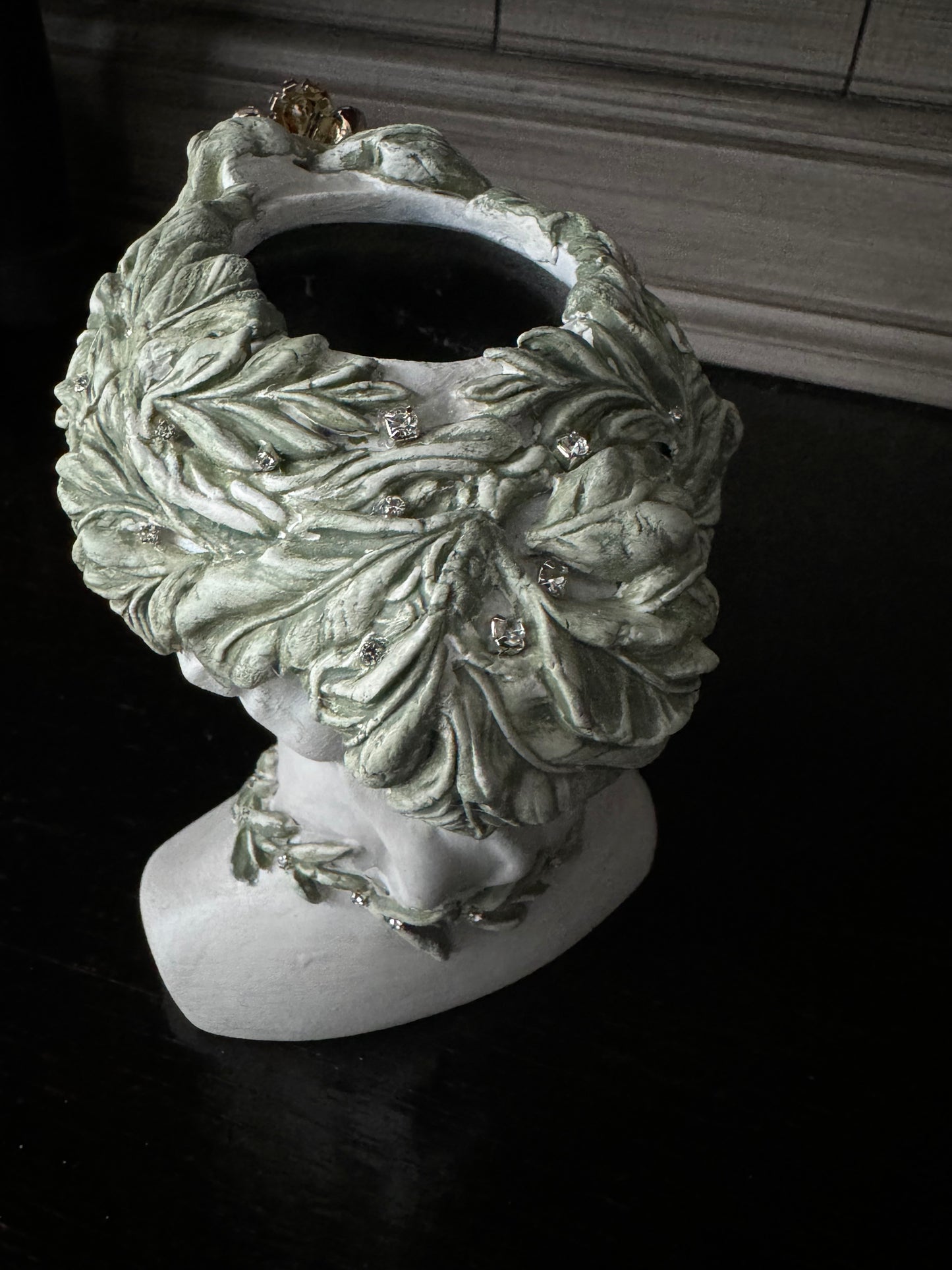 Bust Planter with Leaf Crown and Jewels