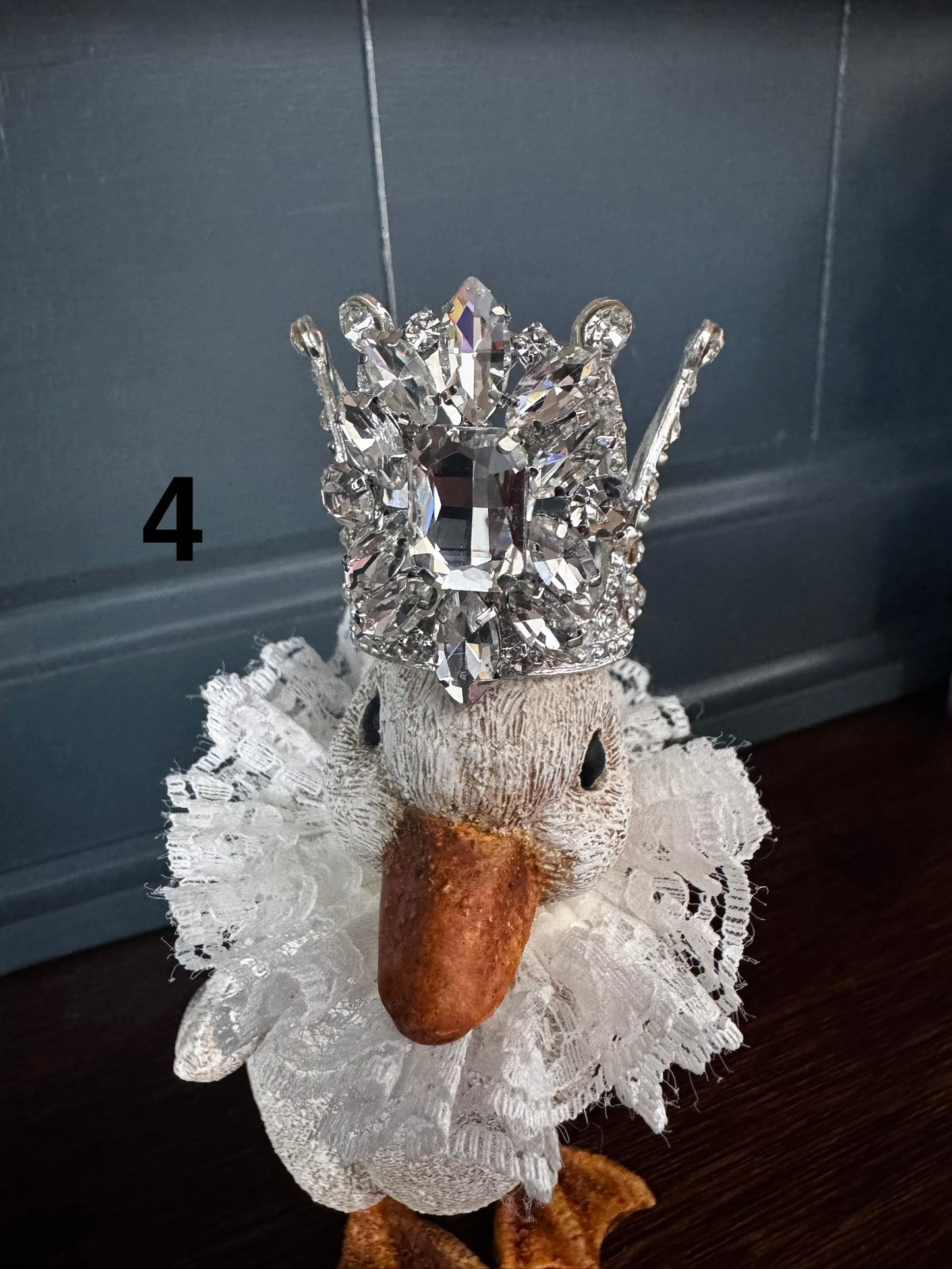 Hand Painted Crowned Duck Figurines