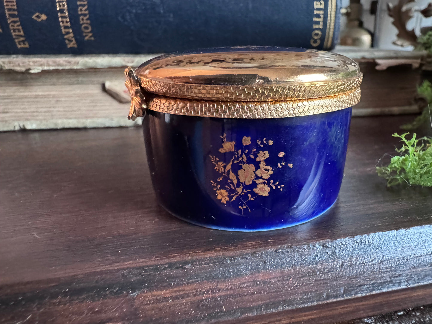 Cobalt Blue and Gold Limoges Trinket Box