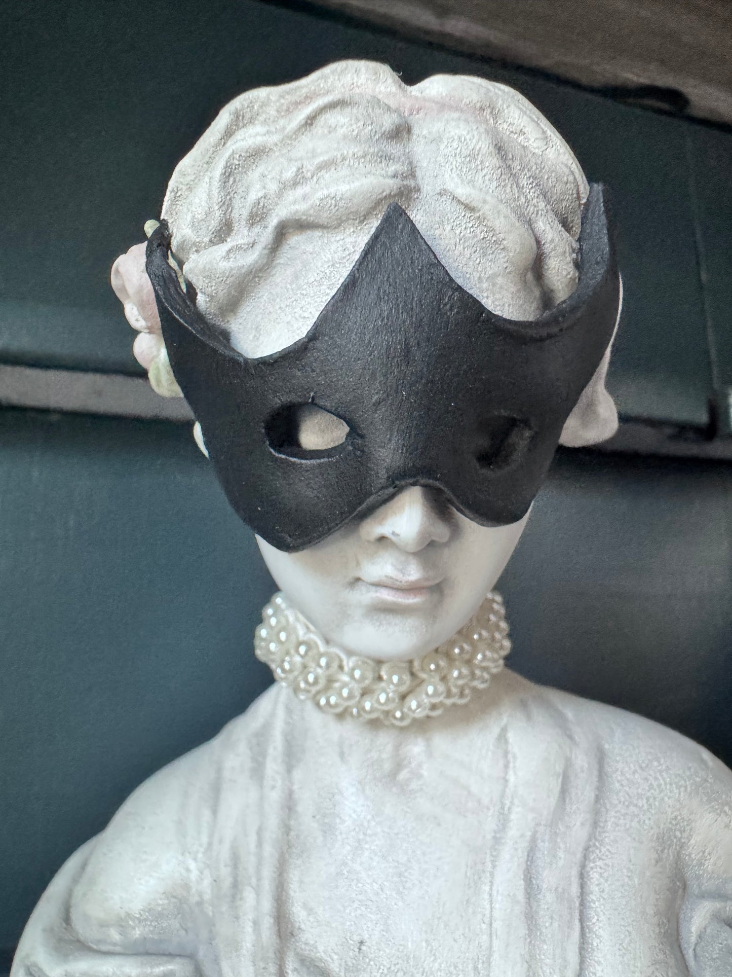 Hand-Finished Venus Masquerade Bust with Handmade Mask & Pearls